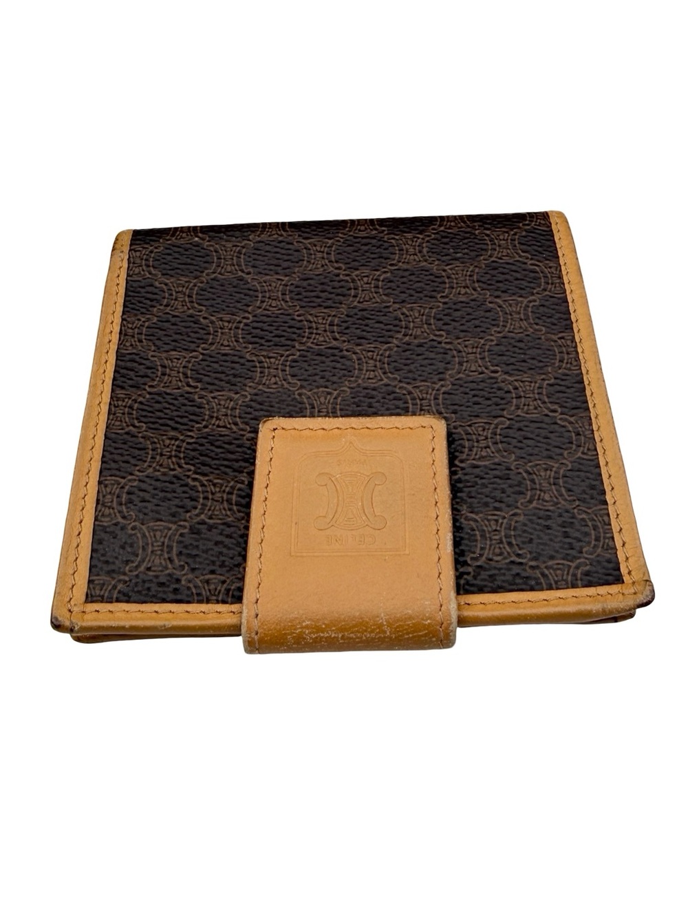 CelineTan Leather Bifold Wallet with Snap Closure - Picture 2 of 15